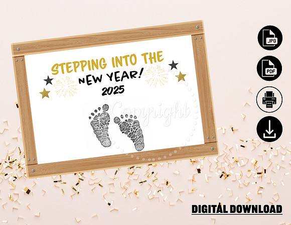 Stepping into New Year 2025 Footprint Memory Digital Download