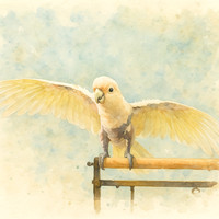 Wings of Wonder: Cockatoo Watercolor Flight Portrait