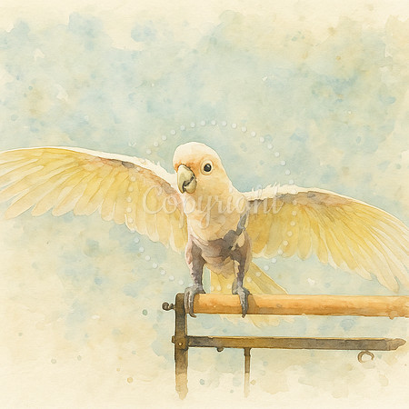Wings of Wonder: Cockatoo Watercolor Flight Portrait