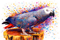 Brilliant Mind: African Grey Parrot Color Splash Portrait