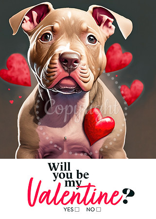 Red Nose Valentine Pit Bull Card