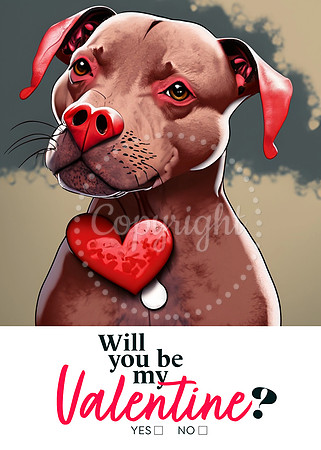 Red Nose Valentine Pit Bull Card