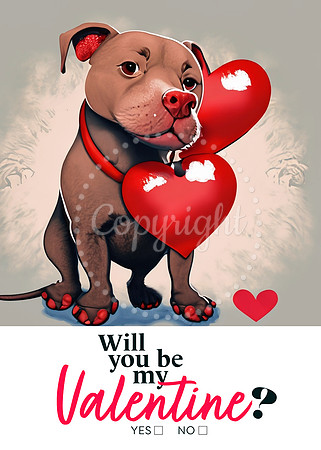 Red Nose Valentine Pit Bull Card