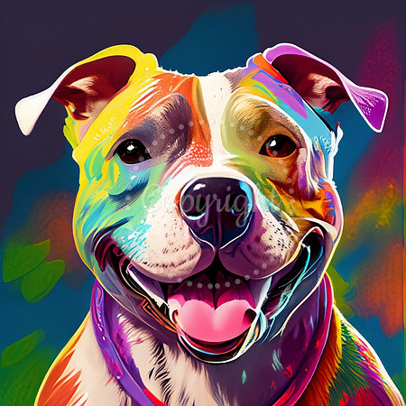 Colorful Pit Bull
