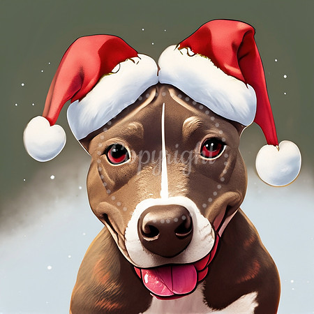 Adorable red pitbull Santa