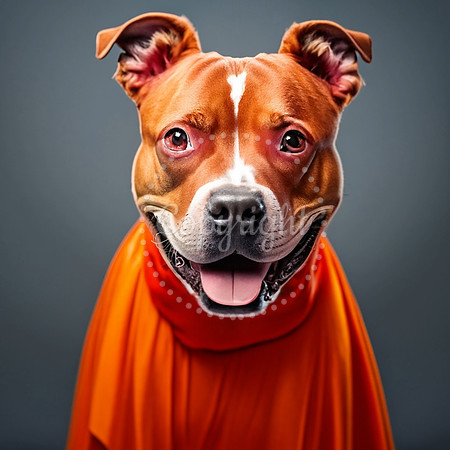 Red Pit Bull Fall Art Print