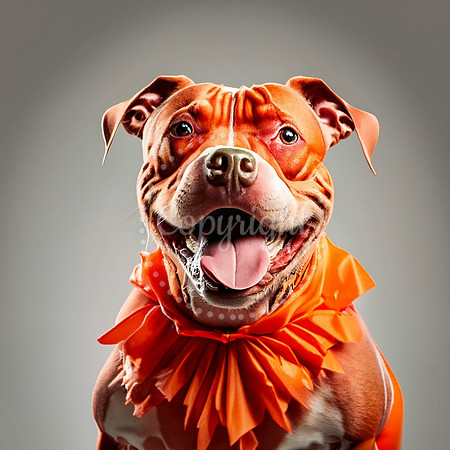 Red Pit Bull Fall Jester Art Print