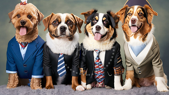 Business Dogs Art Print for Office Decor