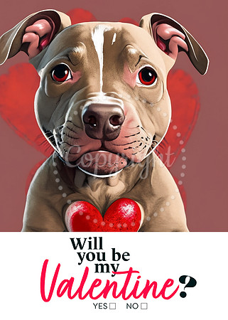 Red Nose Valentine Pit Bull Card