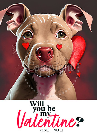 Red Nose Valentine Pit Bull Card
